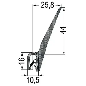 Abdichtprofil mit Fahne 44 mm 2-4 mm Klemmbereich Finale Aktion