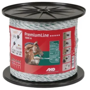 (1000 m) AKO Premium-Line, Weidezaunlitze weiß/grün Preiswert