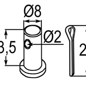 Nur Für Kurze Zeit Bolzen mit Splint zu Agria, Carroy et Giraudon, Gutbtod 02.A20.8, 02A208, 39644