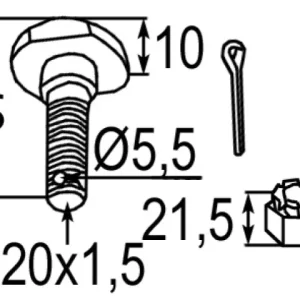 Messerschraube mit Kronenmutter M 20 x 35 - 12.9 zu Schmidt Neuheit