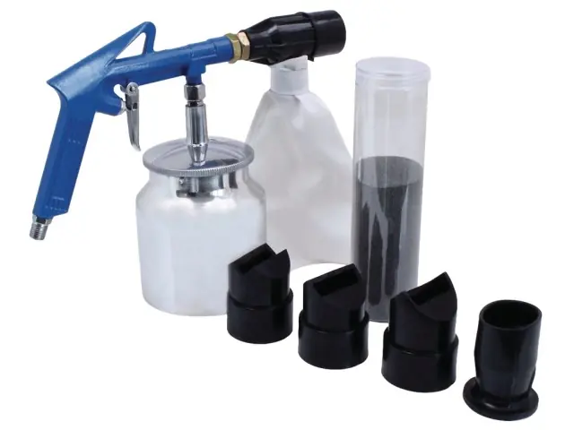 Untertopf-Sandstrahlpistole-Set mit 4 Düsen u. 500g Sand Echt