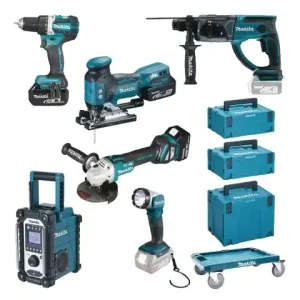 Akku-Spezialset MAKITA 7-tlg inkl. 3x Akku Li-ion, Ladegerät u. Koffer Neue Kollektion