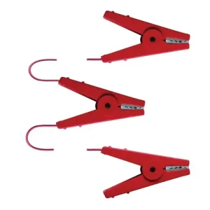 Zaunverbindungskabel mit 3 Krokodilklemmen rot, 2x60cm Neu