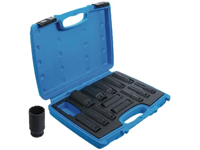 Kraft-Steckschlüssel-Einsatz-Satz Gear Lock | Antrieb Innenvierkant 12,5 mm (1/2") | SW 10 - 32 mm | 14-tlg. Neuheit