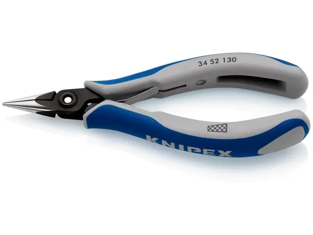 Zertifiziert KNIPEX Praez.-Elektronikzange,flachrund 34 52 130