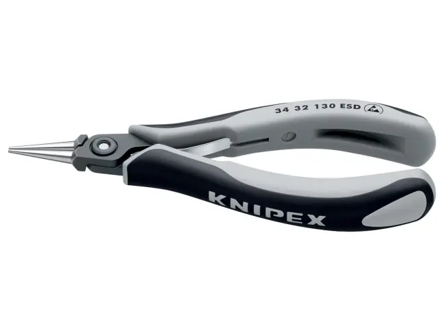 Zertifiziert KNIPEX Praez.-Elektronikzange, rund 34 32 130 ESD