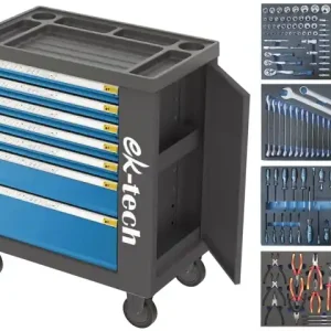 Solange Der Vorrat Reicht Werkzeugwagen 840 x 455 x 955 mm inkl. 140-teiligem ek-tech Werkzeug