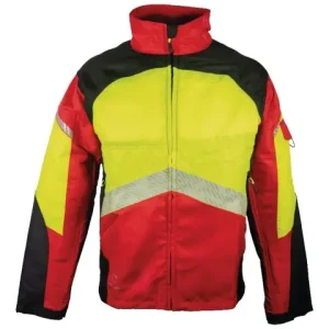 Solidur Schnittschutzjacke Authentic rot/gelb Gr 4XL KLASSE 1 Rabatt