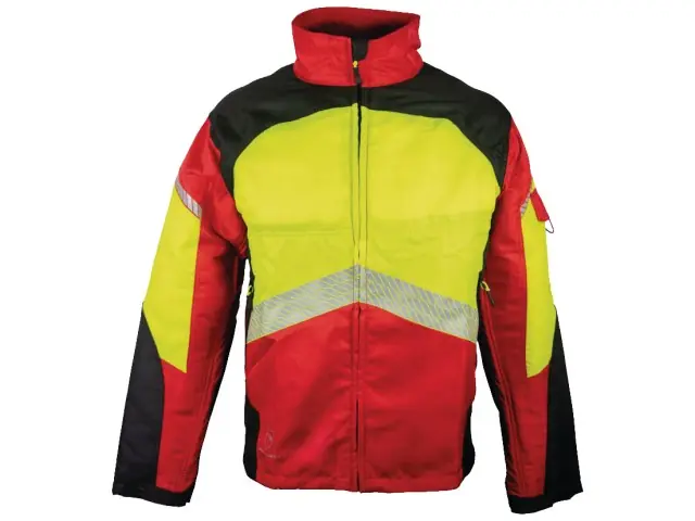 Solidur Schnittschutzjacke Authentic rot/gelb Gr 4XL KLASSE 1 Rabatt