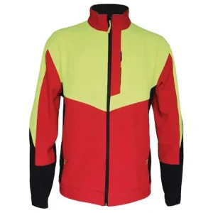 Zertifiziert Solidur Softshell Jacke ODON rot/gelb Gr 3XL