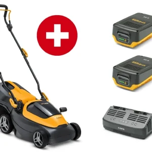 Preisreduziert Stiga Akku-Rasenmäher Collector 136e Kit - mit 2 x 2 Ah Akku und Doppel-Ladegerät