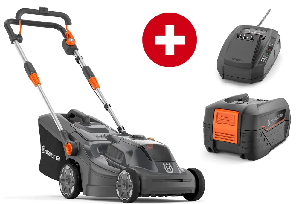 Aktuell Husqvarna Akku-Rasenmäher Aspire LC34-P4A mit Akku B72 und Ladegerät C70