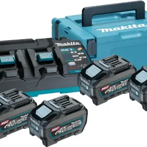 Sonderangebot Makita Akku Power Source Kit Li 40V 5 Ah im MAKPAC Größe 3 mit 4 x Akku BL4050F, 5 Ah und 1 x Doppel-Schnellladegerät DC40RB