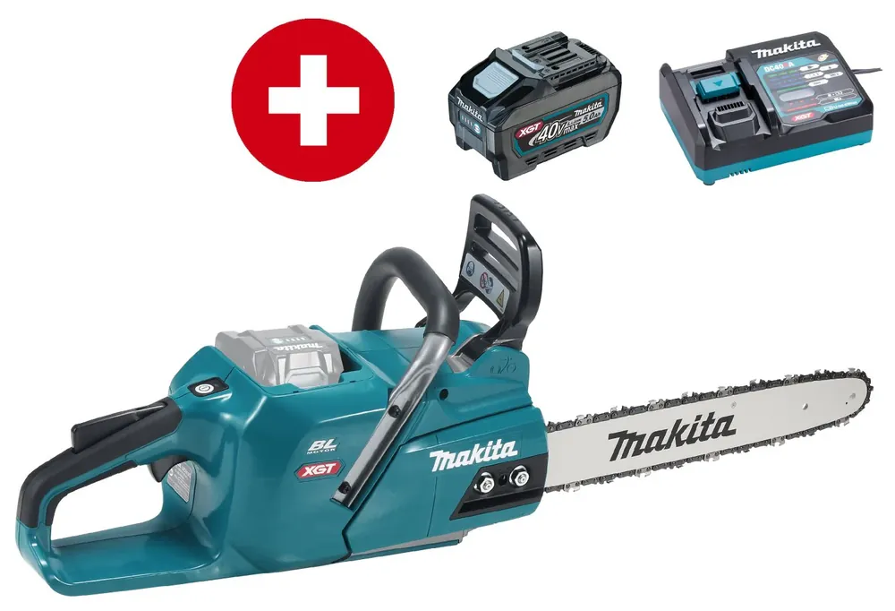 Wochenendangebot Makita Akku-Motorsäge UC012GT101 mit 5 Ah Akku und Schnelladegerät