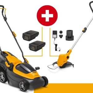 Stiga Akku-Rasenmäher Collector 136e Vorteils-Set mit Trimmer GT 100e - inkl 2x Akku 20v/2Ah und 2x LG C 215 M Sonderaktion