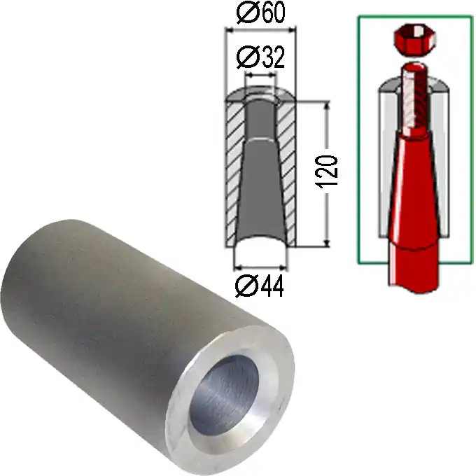 Versand Am Gleichen Tag Einschweißbuchse 120 mm für Frontladerzinken