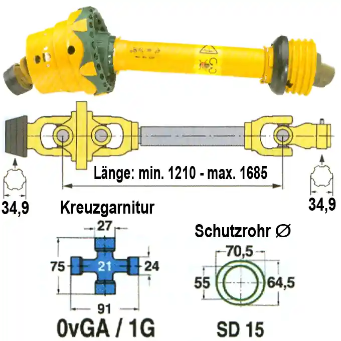 Markenprodukt Weitwinkel-Gelenkwelle WWE 2380, Gabelweite 84 mm
