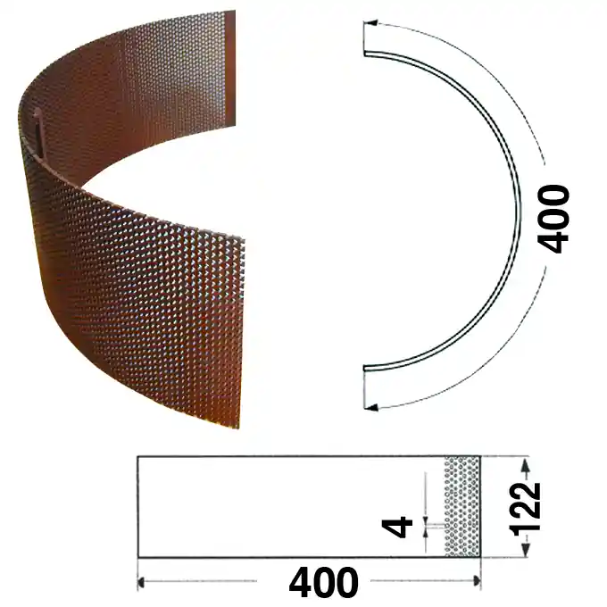 Kracherpreis Mühlensieb 400 x 122 x Loch-Ø 4 mm