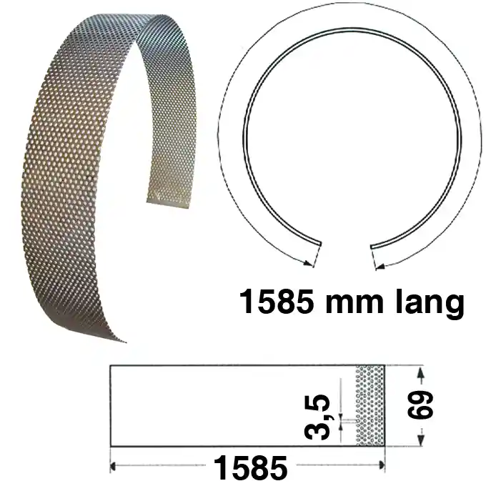 Abverkauf Mühlensieb 1585 x 69 x Loch-Ø 3,5 mm