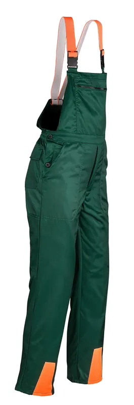 Schnittschutz-Latzhose "Classic", Grün/Orange, Gr. 50 Sichere Zahlung
