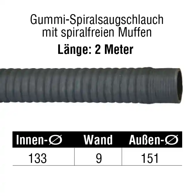 Schneller Versand Gummi-Spiralsaug- und Druckschlauch, 133 mm, 3 bar