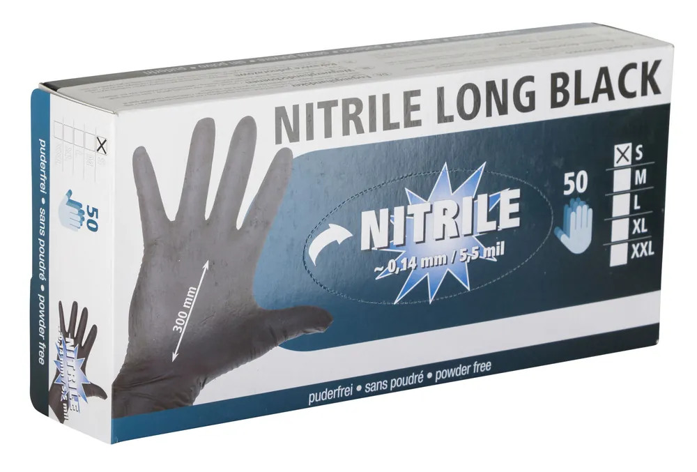 Heißes Angebot Einmalhandschuhe "Nitrile Long Black", schwarz, 30 cm, Gr. L