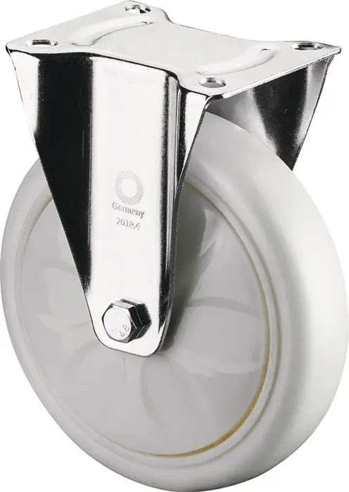 Geprüft Bockrolle D.200mm Trgf.750kg Ku.Platte L135xB110mm Farbe Rl.weiß BS ROLLEN