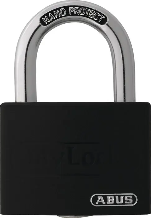 Bestseller Zylindervorhangschloss T65AL/40 schwarz gl.Schlosskörper-B.43mm Alu.gl.
