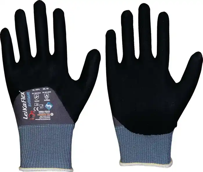 Sichere Zahlung Handschuhe LeikaFlex® Brilliant Gr.9 grau/schwarz PSA II 12 PA LEIPOLD VE: 12 Paare