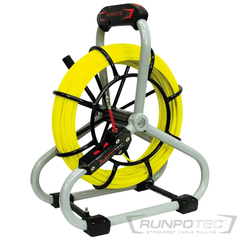 Runpotec Standard-Set Glasfaserstab 80 m Ø 4,5 mm RUNPOTEC Gewinde RTG Ø 6 mm, inkl. Stahlhaspel Ø 330 mm und Doppelauslaufsystem Sonderaktion