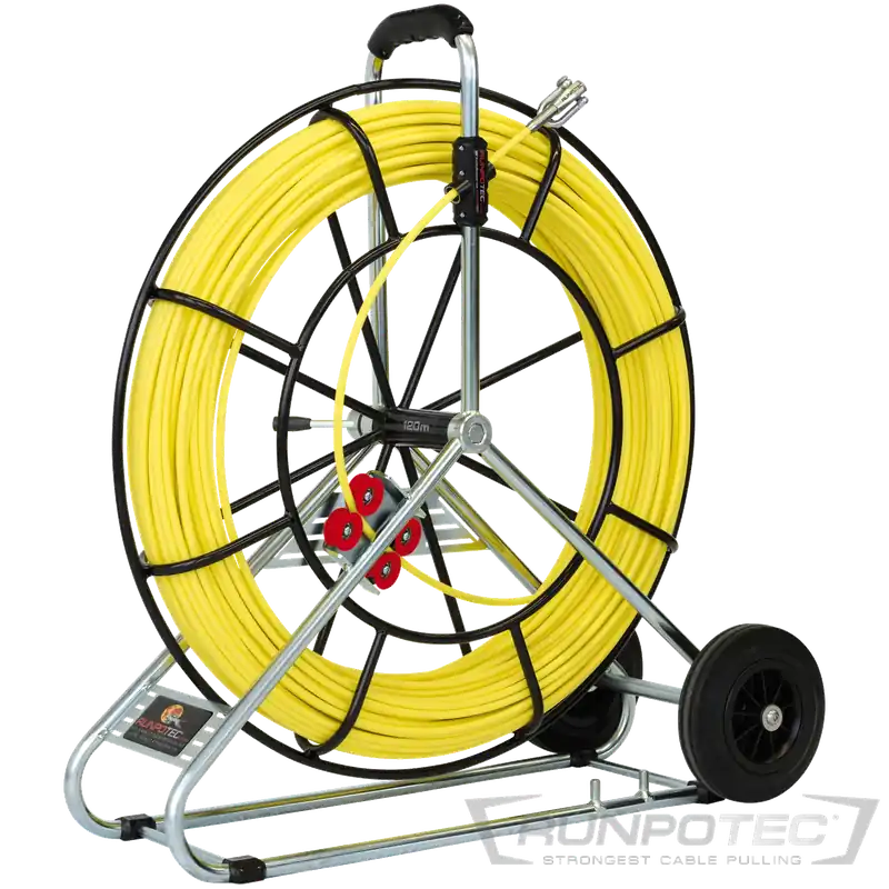 Runpotec Glasfaserstab 80 m Ø 7,5 mm inkl. Stahlhaspel Ø 730mm-fahrbar, Doppelauslaufsystem und Meterzähler RUNPOTEC Gewinde RTG Ø 12 mm Aktuell