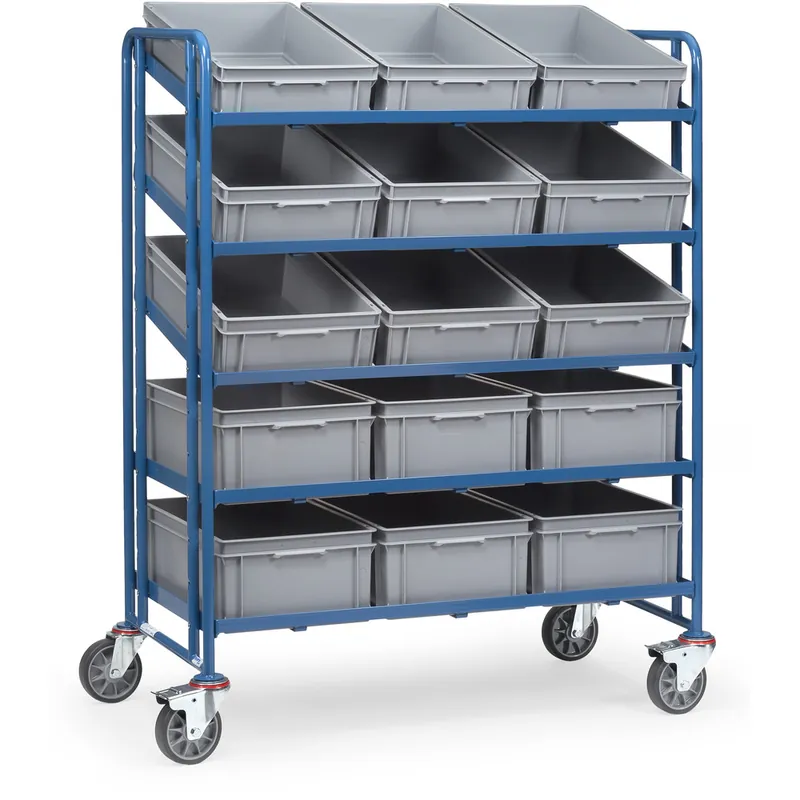 Sale fetra Eurokastenwagen pulverbeschichtet blau/RAL 5007 mit Kästen