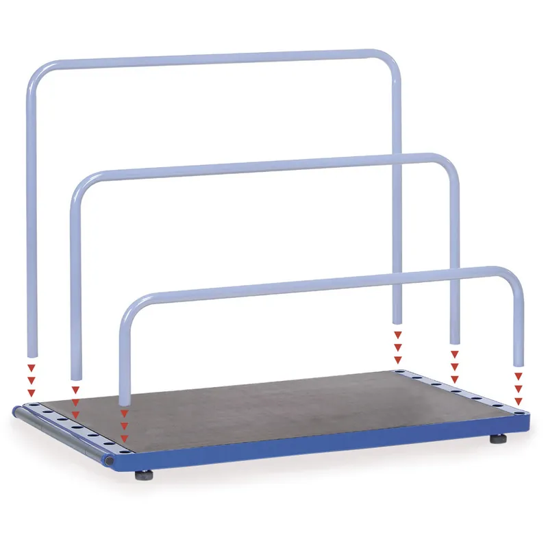 fetra Plattenständer L1600xB800 mm ohne Bügel 6 Fächer Fach-B. 90 mm pulverbeschichtet brillantblau, RAL 5007 Ausverkauf