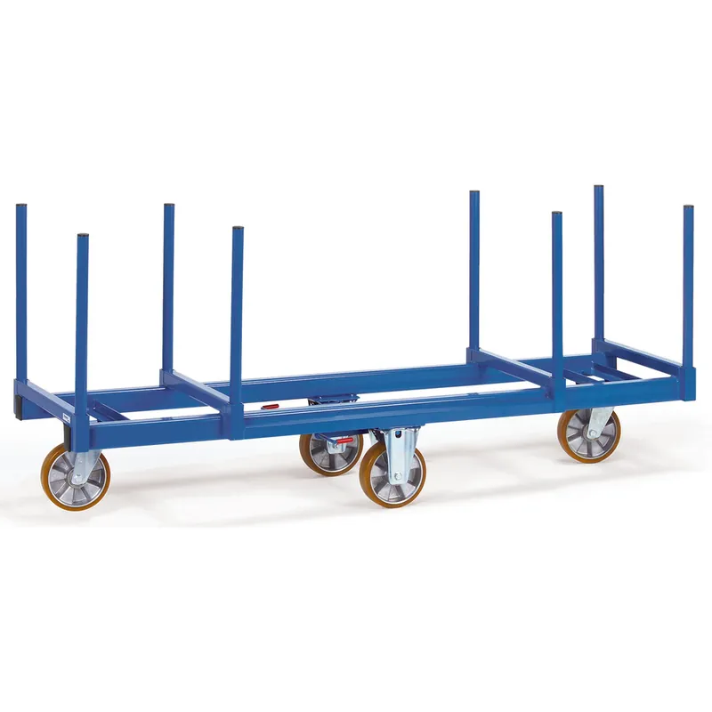 Begrenztes Angebot fetra Langmaterial-Wagen L2000xB500mm brillantblau, RAL 5007 offener Rahmen mit 8 Rungen
