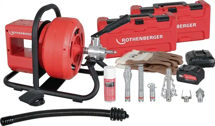 Aktuell Akku-Rohrreinigungsmas. RODRUM VarioClean CAS f.Rohr-D.40-100mm 18 V 8 Ah 26,1kg
