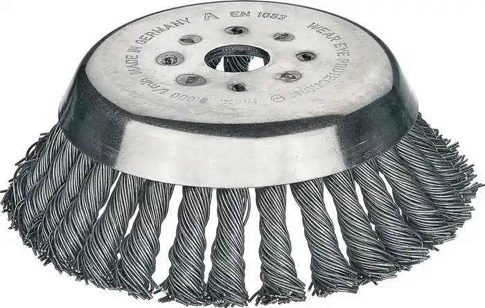 Kegelbürste D.155mm Drahtstärke 0,5mm STA 12mm Bohr.25,4mm 10000min-¹ LESSMANN Geprüft