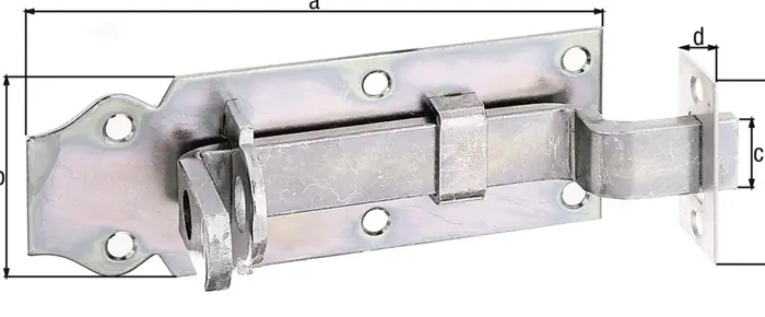 Schlossriegel L.120mm B.44mm gekr.STA galv.verz.d.pass.Ausschub 25mm GAH VE: 10 Stück Top-Angebot