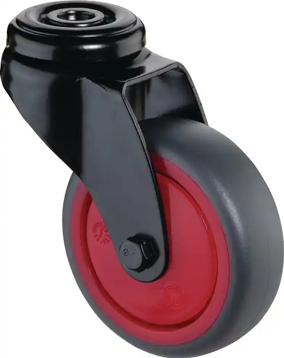 Neu Im Sortiment Lenkrolle D.75mm Trgf.75kg m.Rückenloch Kugell.Gum.grau BS ROLLEN