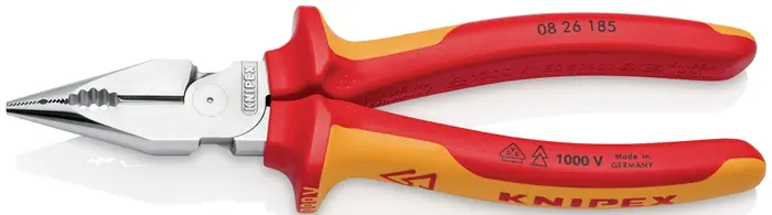 Echt Spitzkombizange L.185mm pol.Mehrkomp.-Hülle verchr.VDE KNIPEX