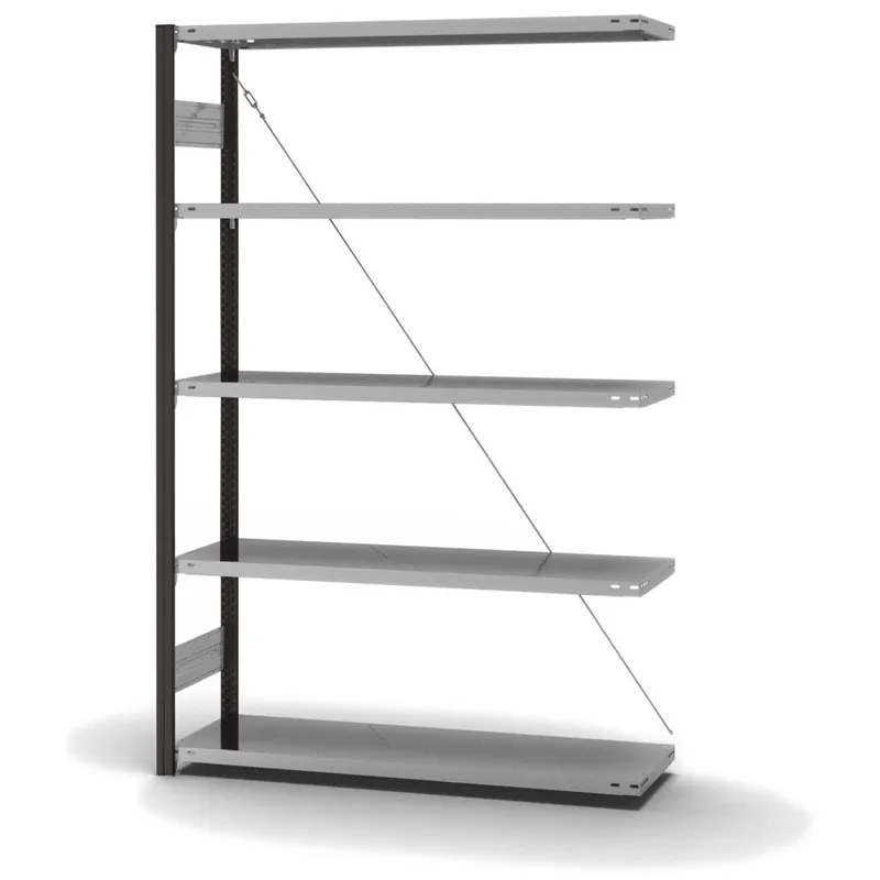 hofe Anbau-Fachbodenregal für Einseitige Nutzung - Stecksystem ORION PLUS - Fachlast 180 kg - H2000 B1300 T400 mm - Profile RAL7016 anthrazitgrau - Böden verzinkt Bestpreis