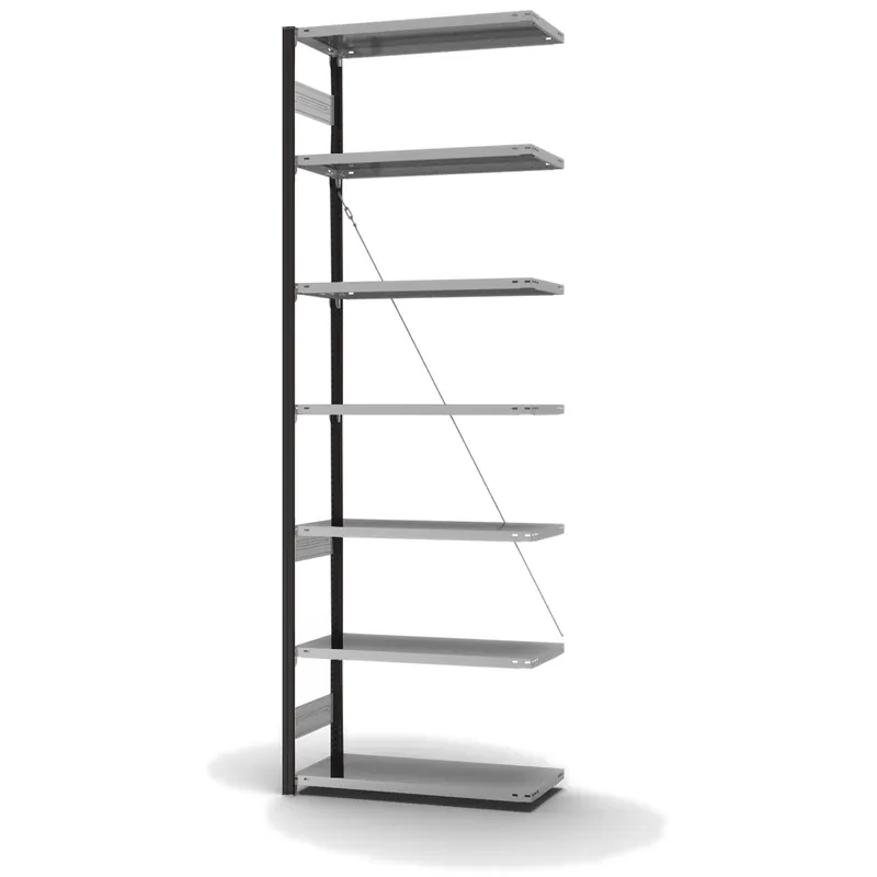 hofe Anbau-Fachbodenregal für Einseitige Nutzung - Stecksystem ORION PLUS - Fachlast 145 kg - H3000 B1000 T400 mm - Profile RAL7016 anthrazitgrau - Böden verzinkt Sonderangebot