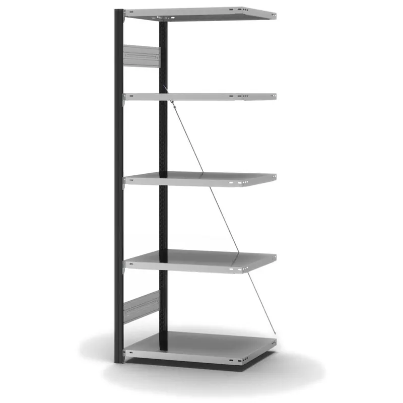 Kracherpreis hofe Anbau-Fachbodenregal für Einseitige Nutzung - Stecksystem ORION PLUS - Fachlast 140 kg - H2000 B750 T500 mm - Profile RAL7016 anthrazitgrau - Böden verzinkt