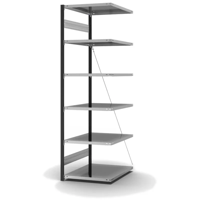 hofe Anbau-Fachbodenregal für Einseitige Nutzung - Stecksystem ORION PLUS - Fachlast 130 kg - H2500 B750 T800 mm - Profile RAL7016 anthrazitgrau - Böden verzinkt Jetzt Bestellen