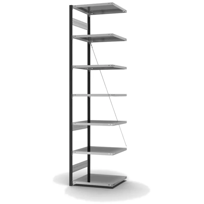Wochenendangebot hofe Anbau-Fachbodenregal für Einseitige Nutzung - Stecksystem ORION PLUS - Fachlast 140 kg - H3000 B750 T600 mm - Profile RAL7016 anthrazitgrau - Böden verzinkt