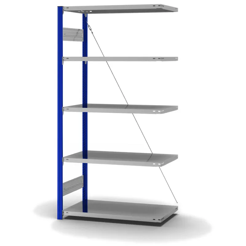 hofe Anbau-Fachbodenregal für Einseitige Nutzung - Stecksystem ORION PLUS - Fachlast 140 kg - H2000 B1000 T500 mm - Profile RAL5010 enzianblau - Böden verzinkt Jetzt Bestellen