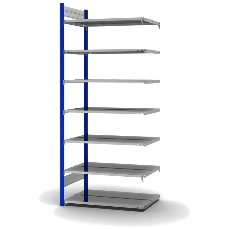 Direktkauf hofe Akten-Anbauregal für Zweiseitige Nutzung - Stecksystem ORION PLUS - 1000x600mm 2350mm Profil enzianblau RAL5010 + Boden verzinkt