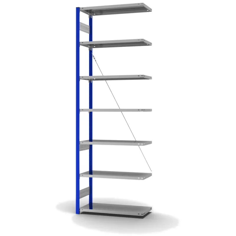hofe Anbau-Fachbodenregal für Einseitige Nutzung - Stecksystem ORION PLUS - Fachlast 145 kg - H3000 B1000 T400 mm - Profile RAL5010 enzianblau - Böden verzinkt Heißes Angebot