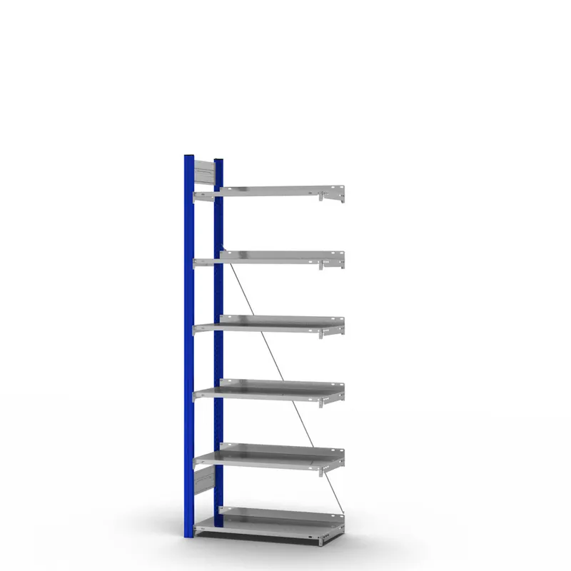 Preisreduziert hofe Akten-Anbauregal für Einseitige Nutzung - Stecksystem ORION PLUS - 750x300mm 2000mm Profil enzianblau RAL5010 + Boden verzinkt