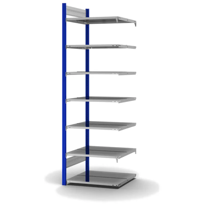 hofe Akten-Anbauregal für Zweiseitige Nutzung - Stecksystem ORION PLUS - 750x600mm 2350mm Profil enzianblau RAL5010 + Boden verzinkt Neu Im Sortiment