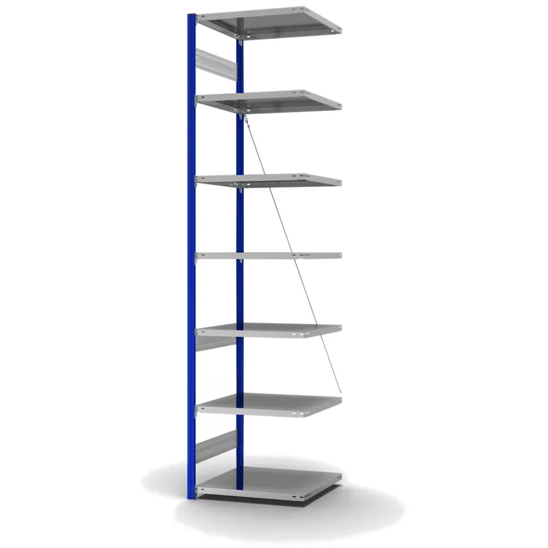 hofe Anbau-Fachbodenregal für Einseitige Nutzung - Stecksystem ORION PLUS - Fachlast 140 kg - H3000 B750 T600 mm - Profile RAL5010 enzianblau - Böden verzinkt Sofort Bestellen